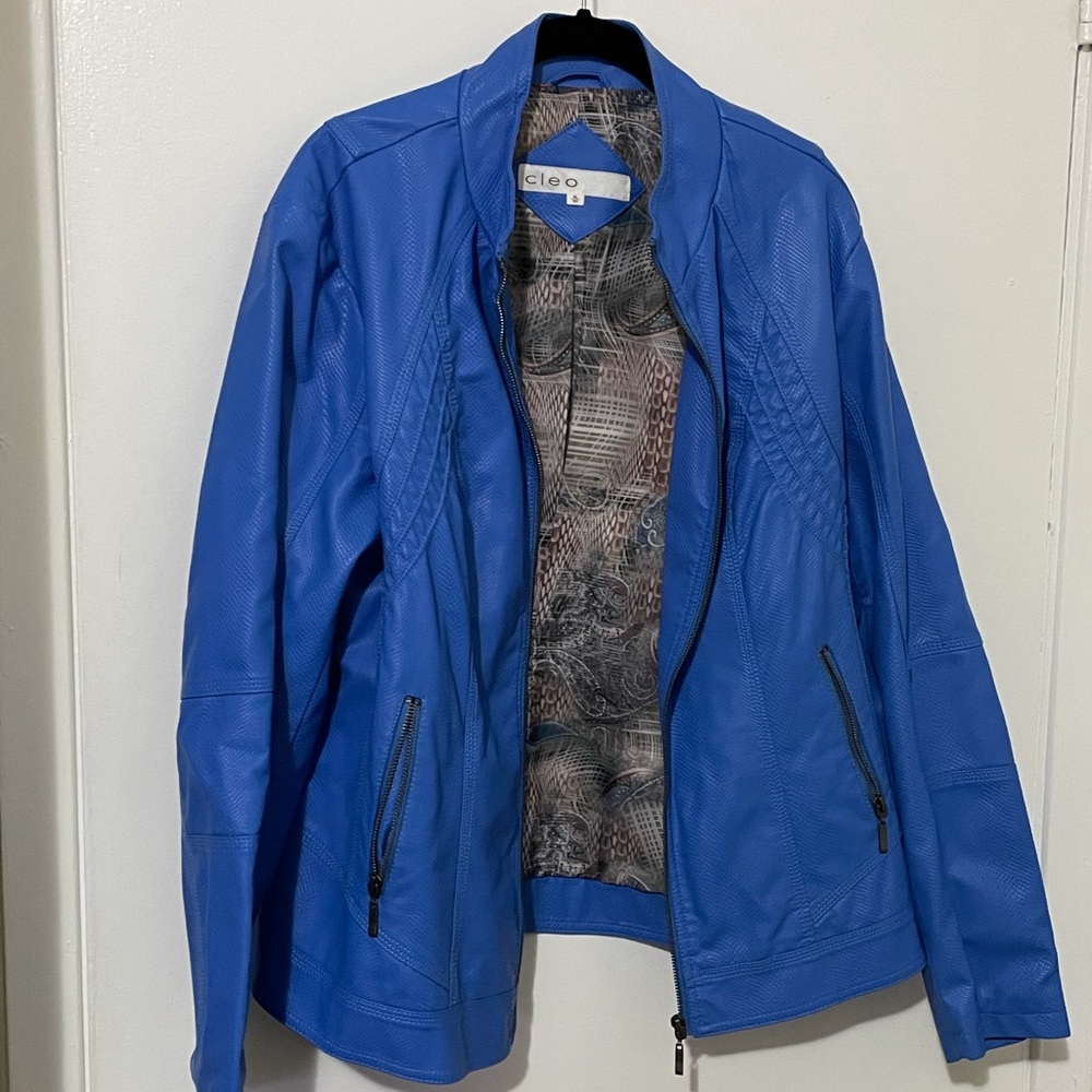 Cleo Textured Faux Leather Jacket Size XL